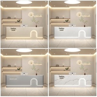 Comptoir de réception/bar moderne et minimaliste en bois durable, design carré, pour hôtel, centre commercial, avec éclairage LED, caractéristiques écologiques, couleur personnalisable