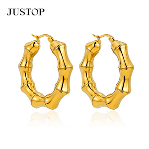 Aros Modernos JUSTOP, Chapados en Oro de 18K, Acero Inoxidable Hipoalergénico, Resistentes al Agua, Joyería de Moda Personalizable - Product Image 1