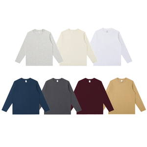 เสื้อยืดสตรีทแวร์ คอกลม ผ้าฝ้าย 100% คุณภาพสูง 230GSM ทรงโอเวอร์ไซส์ สีพื้น แขนยาว สำหรับผู้ชาย - Product Image 5