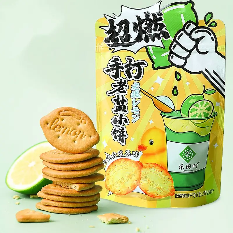 Produsen makanan biskuit bulat kecil aneka biskuit Lemon asin biskuit anak-anak
