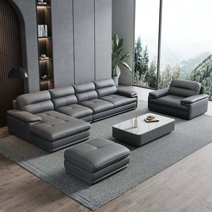 Mobili per la casa soggiorno divano divano in pelle divano angolo Set soggiorno moderno divano componibile con ottomana - Product Image 4