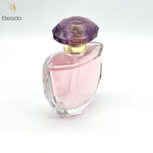 Frasco de perfume de vidro quadrado recarregável transparente vazio de alta qualidade luxuoso de 70ml