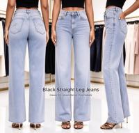 Jean Coquette en denim délavé bleu clair, coupe décontractée à jambe large, avec broderie nœud et quatre poches, idéal pour les sorties urbaines