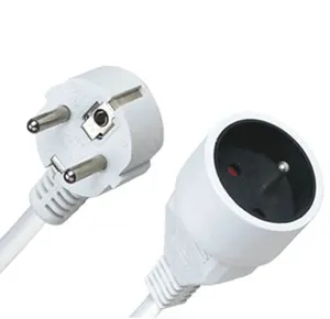 EU Plug 3 Pole to Socket French Extension Power Cord