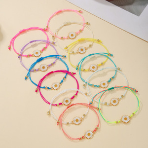 Daisy Floral <b>Bracelet</b> Set Colorful Braided Jewelry Gift For Women Fashion <b>Beaded</b> <b>Bracelets</b> Zinc Alloy Channel Setting - Product Image 4