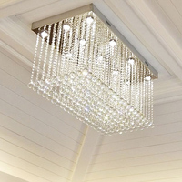 Personnalisable Hôtel Moderne Lampe LED Art Déco Lustre Suspension Grande Base En Acier Inoxydable Cristal pour Lobby Alimentation AC