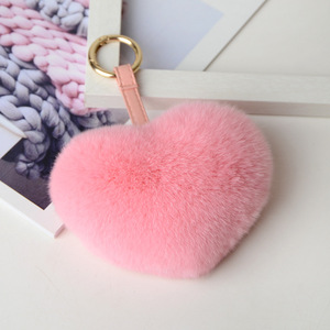 Haute qualité Pom Pom porte-clés sac breloque pour filles femme dame en forme de coeur mignon fourrure peluche - Product Image 5