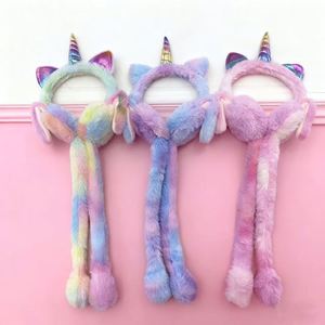 Creative Plush Ear Warmers with Horns <b>Soft</b> and Colorful Winter Unicorn Ear Warmers Plush <b>Toy</b> Children's <b>Toy</b> - Product Image 1