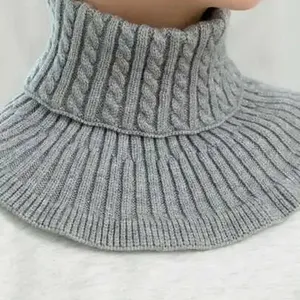 レディース韓国風無地伸縮性ニットモックネックカラーソフトウールスカーフ冬用