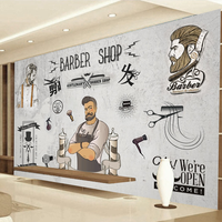 Papier peint 3D personnalisé pour salon de coiffure, décoration murale nostalgique, autocollants muraux pour salon de coiffure, papier peint auto-adhésif