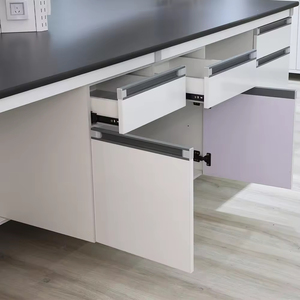 Laborinseltisch aus Stahl mit Spülbecken und Schrank, Säurebeständige Epoxidharz-Arbeitsplatte für Chemielabore - Product Image 3