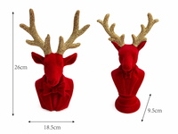 ODM Beflocktes Rentier-Büstchen-Set (2 Stück) – Weihnachtsbüstchen mit Goldglitzer-Geweih und Fliege, handgefertigt, festtags-Sammlerstück, Großhandel