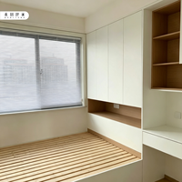 Suite de chambre à coucher moderne de luxe en bois, gain de place, avec lit tatami, armoire et bureau, mobilier pour petits espaces