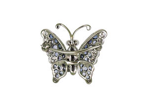 Broche Papillon Unique en Or Blanc 18 carats avec Saphir Bleu Dégradé et Pavé de Diamants – Élégance Éthérée - Product Image 2