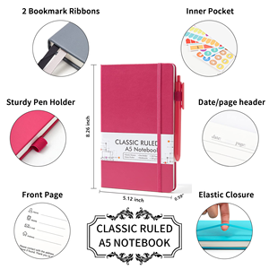 Tùy chỉnh 120gsm A5 máy tính xách tay 128 trang Cai Trị bìa cứng cổ điển bằng văn bản Tạp Chí ban nhạc đàn hồi 21x13cm làm giấy <span class=keywords><strong>PP</strong></span> bìa chất liệu - Product Image 2