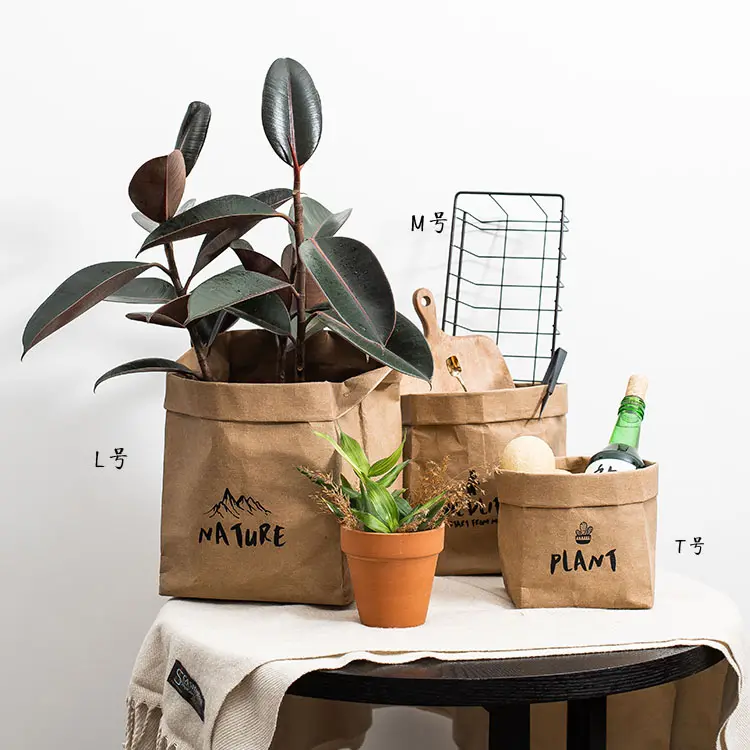 Washable kraft paper bag storage bag multifunctional creative succulent planters POTS desktop flower pots bag