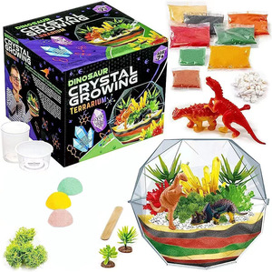 Kit de Terrario de Dinosaurios de Cristal para Cultivar en Casa, Divertido Kit de Cultivo de Cristales con Figuras de Dinosaurios y Semillas para Cultivar Cristales para Niños - Product Image 1