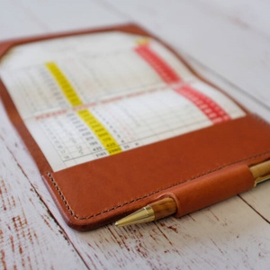 Boshiho High Quality Personalized Italian Leather <b>Golf</b> Scorecard Holder with Pen Loop and Customizable Size - Product Image 3