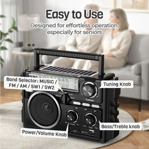 Radio AM FM SW de Doble Antena con Excelente Recepción, Recargable por USB y Energía Solar, con Ranura para Tarjeta TF, Reproductor Inalámbrico Portátil - Product Image 5