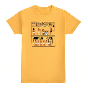 T-shirt Ancient Rock, design jaune, style égyptien, thème musical, unisexe, taille adulte M - Product Image 2