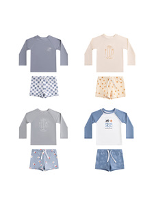 Conjunto de Ropa de Verano para Niños, <span class=keywords><strong>Camiseta</strong></span> de Manga Larga y Pantalones Cortos, Traje de Playa Informal, Conjunto de Dos Piezas para Niños Pequeños, Ropa Suave para Bebés - Product Image 1