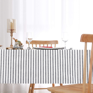 Skymoving New Custom Black and <strong>White</strong> <strong>Striped</strong> <strong>Table</strong> <strong>Cloth</strong> Polyester Cotton Tablecloth Yarn-dyed Tablecloth for Home - Product Image 2