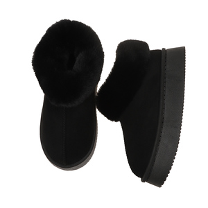 Bottes de neige personnalisées pour femmes, automne/hiver, talon plat, garniture en fourrure de laine mélangée, semelle en PVC durable, en similicuir, montantes, souples, prix usine - Product Image 3