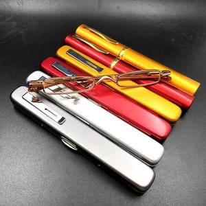 זול סיטונאי ייצור slim אור קטן קריאת משקפיים עם עט מקרה מתכת - Product Image 5