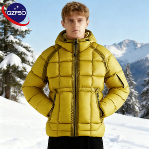 Qzfso nhà sản xuất tùy chỉnh đội mũ trùm đầu Trọng lượng nhẹ bán buôn bong bóng đầy Bông biểu tượng vá lông xuống áo khoác độn Zip lên áo khoác - Product Image 1