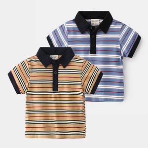 T-shirt d'été pour enfants en coton tissé 100 % rayé, personnalisable, fabriqué en Chine, vente en gros - Product Image 1