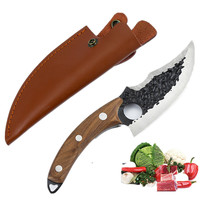 Couteau Viking avec étui, en acier à haute teneur en carbone, forgé par un chef, couteau à désosser, couteau à viande multi-usage, couteau de boucher, pour le camping en plein air et le barbecue