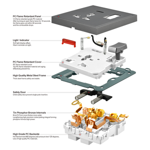 Interruptor de luz de 1 vía para casa, interruptor de empuje de Color gris mate brillante, precio competitivo, 4 entradas - Product Image 2