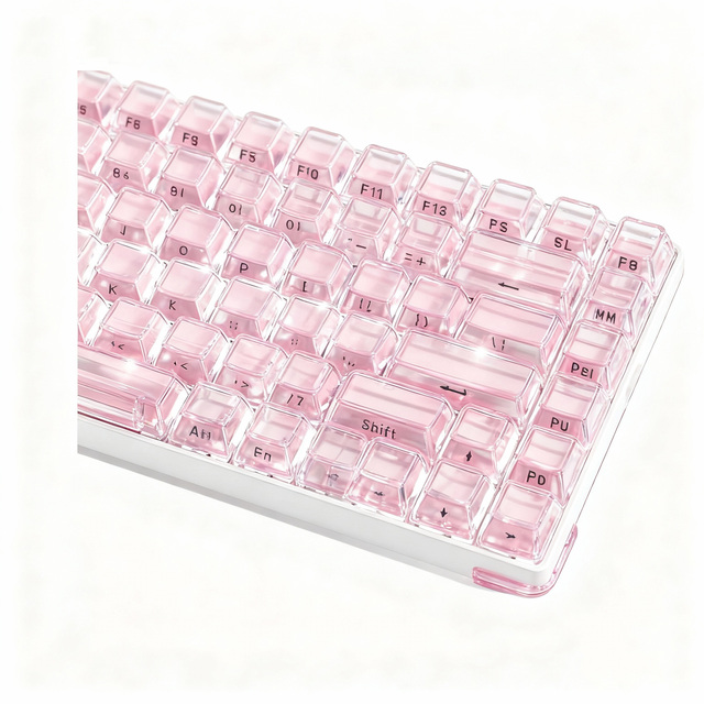 Jelly PBT Crystal Cute Pink Keycaps 113 Keys OEM Profile 60/65/75/100% Side Printed Custom Cherry MX Mechanical Keycaps