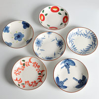 Vintage handgeschilderde keramische serveerschaal met meerdere bloemenmotieven, geschikt voor salade, pasta, Izakaya, B&B, bruiloft, feest, groothandel