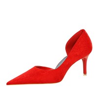 BIGTREE-zapatos de tacón alto para mujer, calzado sexy de tela puntiaguda con boca poco profunda para banquete, moda europea y americana, 6168-A1