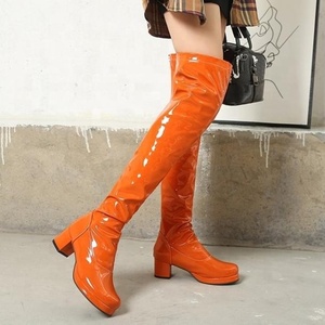 Candy Color Platform Reflective Upper Back Zip Women Round Toe Thigh High <b>Boots</b> Big Size 43 Casual Over Knee High Long Booties - Product Image 3