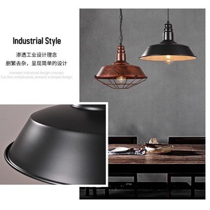 Retro Industrial Pendant Lamp Shade Round <b>E26</b> LED Single Head Chandelier For Coffee Shop Salon Bar Restaurant Lighting - Product Image 3