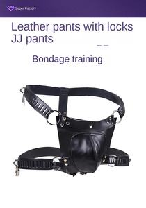 Set di Pantaloni in <span class=keywords><strong>Pelle</strong></span> per Castità Maschile con Lucchetto, Vita Bassa, Traspiranti, Neri, Sexy, Taglia Unica, Design OEM, Motivo Uniforme, Disponibili - Product Image 4