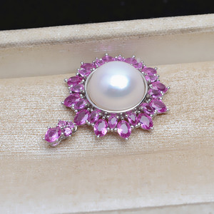 Pendentif tournesol en argent S925, perle de marbre de 12,7 mm, composants de bijoux DIY, plateau vide, article semi-fini JG5305 - Product Image 4