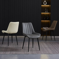 Einfacher Umweltfreundlicher Leder-Esszimmerstuhl mit Rückenlehne und Metallbeinen für Wohnmöbel Wohnzimmer