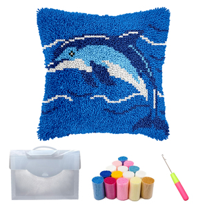 Dolphin Custom Pattern DIY Latch Hook Pillow Kit Handmade Home Decor Yarn Decoration Craft Gift Textile & Fabric Crafts