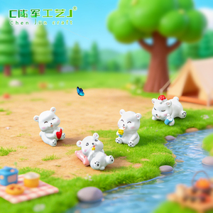 Weij Leisurely Bear Micro-Paesaggio Fai-da-te, Decorazione per Bonsai e Piante Grasse, Animale in Resina che Tiene un Cuore, che Mangia un Gelato - Product Image 3
