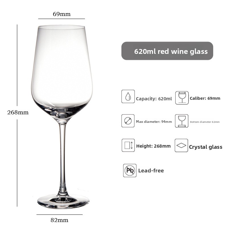 Verre à vin en cristal Bordeaux, grand format et transparent