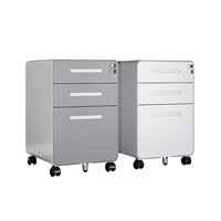 Piédestal mobile moderne à 3 tiroirs Classeur Serrure à clé Acier Métal pour Bureau École Rangement Rangement Rangement Piédestal mobile