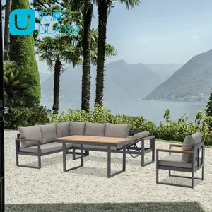 Uland furnitur bingkai aluminium kualitas tinggi, Set Sofa luar ruangan desain Modern yang nyaman