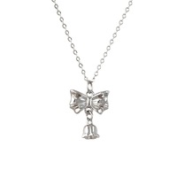 Kalung Choker Bunga Pita Rantai Bambu Tembaga Berlapis Elektroplating Wanita Liontin Mewah Ringan Hadiah Ulang Tahun Sempurna untuk