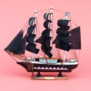 Venta al por mayor accesorios de nave de madera de-Modelo creativo de vela de madera del Mediterráneo, Barco Pirata, manualidades, decoración del hogar, accesorios, pequeños adornos modernos