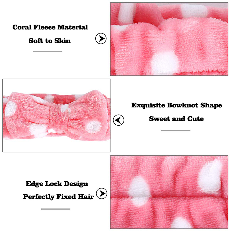 soft coral fleece bowknot headwraps turban custom makeup bow bath facial headband spa for women