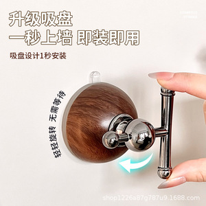 Wood Grain Suction Cup <b>Hook</b> Stainless Steel 3kg Load Capacity Bathroom <b>Wall</b> Mounted Single <b>Hook</b> - Product Image 4