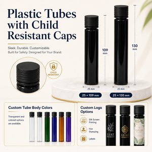 Tubi in Plastica PET Trasparenti Vuoti con Tappi a Prova di Bambino, Flaconi Ermetici in Plastica per Conservazione di Erbe - Product Image 6